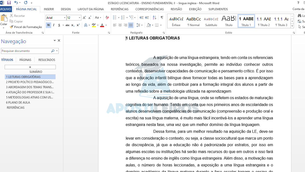 Projeto de ensino Letras - Portfólio EAD - Portfólioo EAD