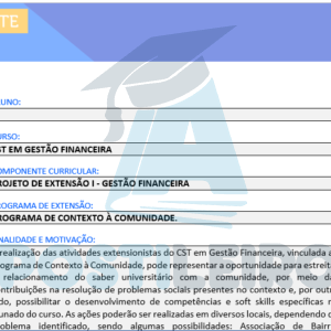 Projeto de Extensão I - Gestão Financeira