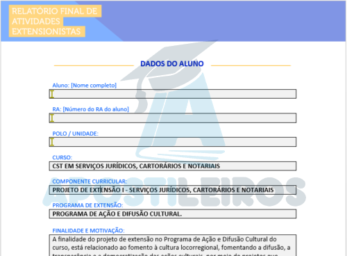 Projeto de Extensão I - Serviços Jurídicos, Cartorários e Notariais