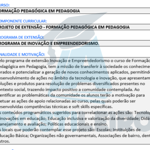 Portfolio Individual - Projeto de Extensão - Formação Pedagógica em Pedagogia