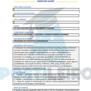 PROJETO DE EXTENSÃO I - COACHING E DESENVOLVIMENTO HUMANO