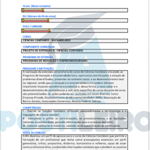Projeto de Extensão II - Ciências Contábeis