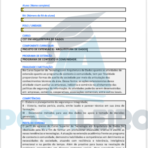 PROJETO DE EXTENSÃO II - ARQUITETURA DE DADOS