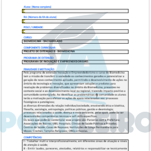 PROJETO DE EXTENSÃO II - BIOMEDICINA