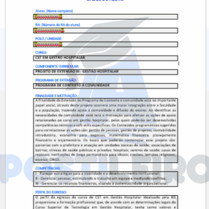 projeto de extensao III gestao hospitalar