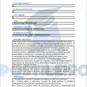 PROJETO DE EXTENSÃO IV -ODONTOLOGIA
