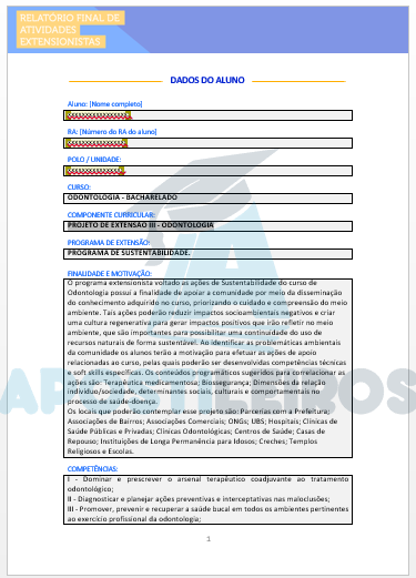 PROJETO DE EXTENSÃO III - ODONTOLOGIA