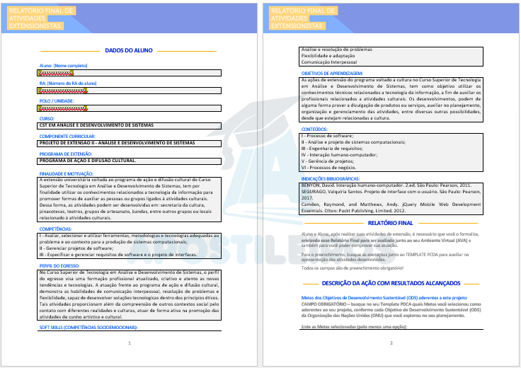 PROJETO DE EXTENSÃO II - ANÁLISE E DESENVOLVIMENTO DE SISTEMAS