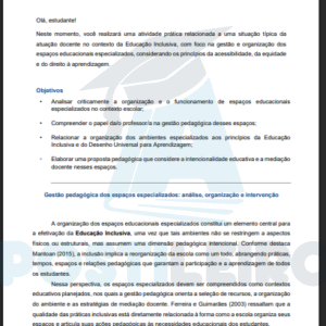 IDADE PRÁTICA PRÁTICAS PEDAGÓGICAS: gestão e organização dos espaços especializados