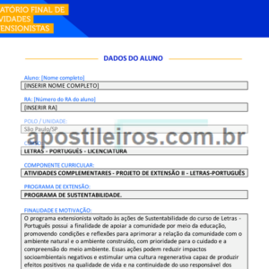 Atividades Complementares - Projeto de Extensão II - Letras-português