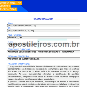 Atividades Complementares - Projeto de Extensão II - Matemática