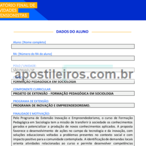 Projeto de Extensão - Formação Pedagógica em Sociologia