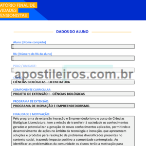 Projeto de Extensão I - Ciências Biológicas