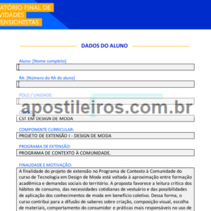Projeto de Extensão I - Design de Moda