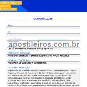 Projeto de Extensão I - Empreendedorismo e Novos Negócios
