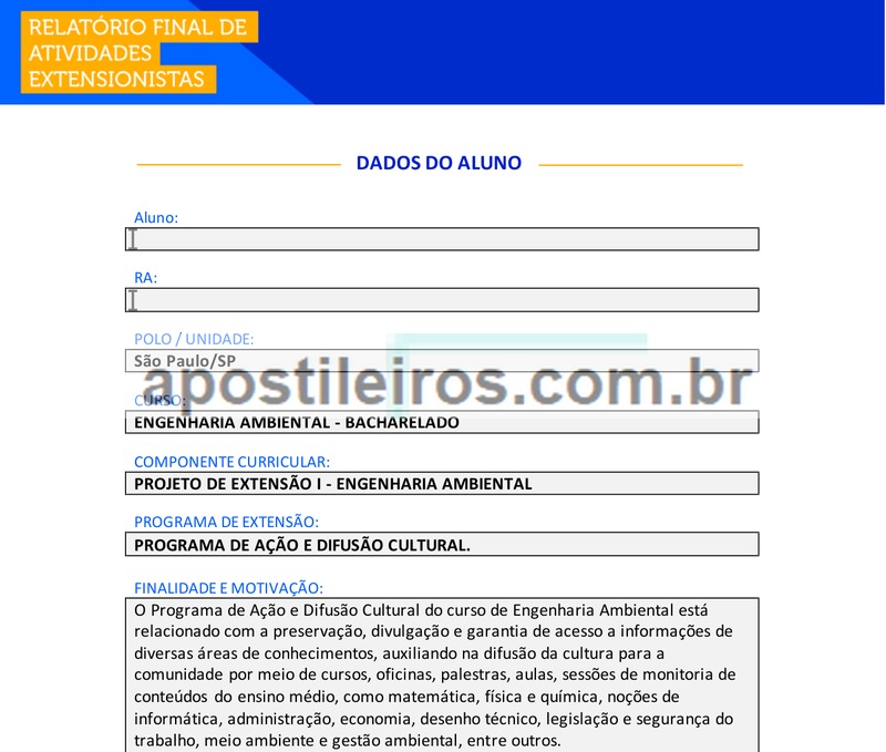 Projeto de Extensão I - Engenharia Ambiental