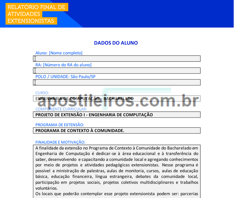 Projeto de Extensão I - Engenharia de Computação