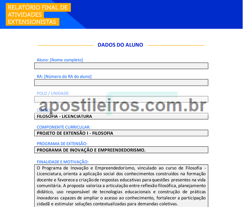Projeto de Extensão I - Filosofia