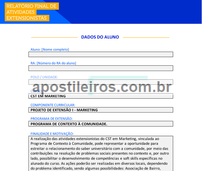 Projeto de Extensão I - Marketing