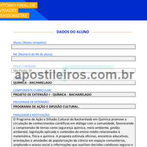 Projeto de Extensão I - Química - Bacharelado