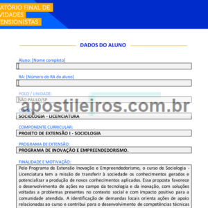 Projeto de Extensão I - Sociologia