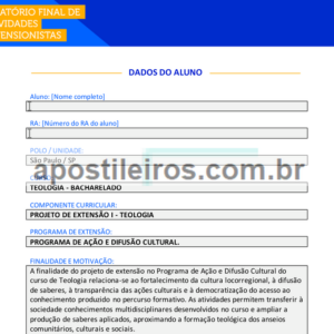 Projeto de Extensão I - Teologia