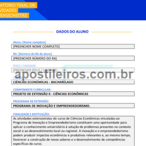 Projeto de Extensão II - Ciências Econômicas