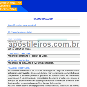 Projeto de Extensão II - Design de Moda