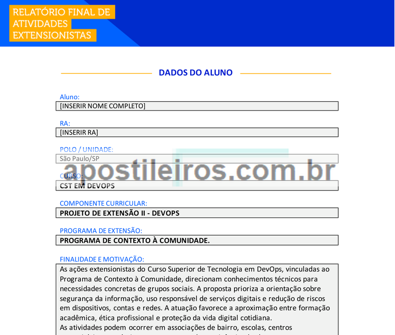 Projeto de Extensão II - Devops