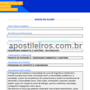 Projeto de Extensão II - Engenharia Ambiental e Sanitária