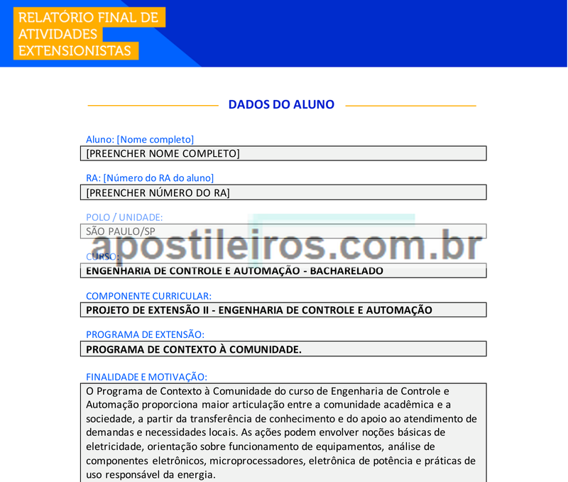 Projeto de Extensão II - Engenharia de Controle e Automação