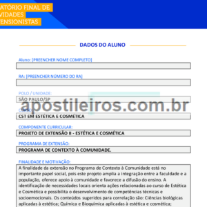 Projeto de Extensão II - Estética e Cosmética