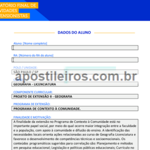 Projeto de Extensão II - Geografia