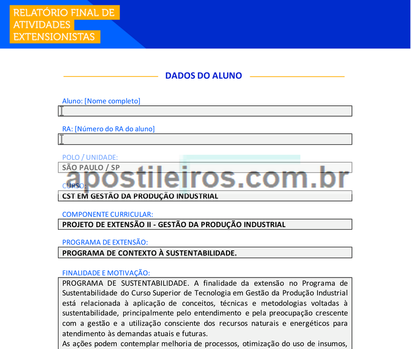 Projeto de Extensão II - Gestão da Produção Industrial