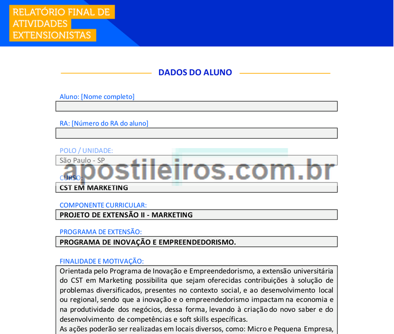 Projeto de Extensão II - Marketing