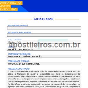Projeto de Extensão II - Nutrição