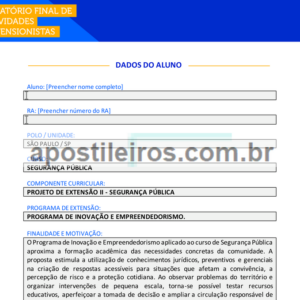 Projeto de Extensão II - Segurança Pública - Inovação e Empreendedorismo