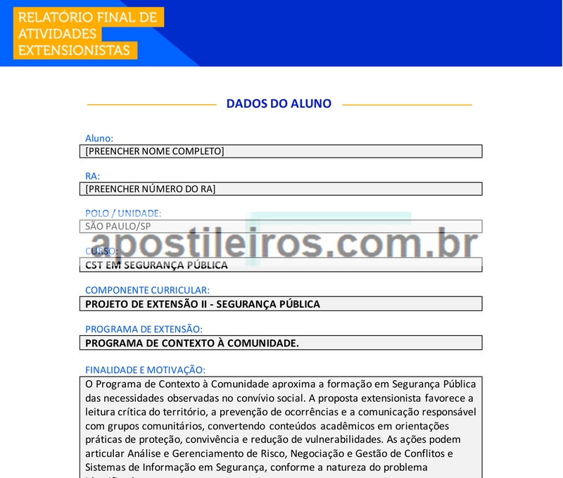 Projeto de Extensão II - Segurança Pública