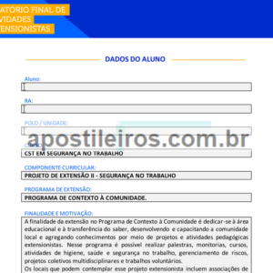 Projeto de Extensão II - Segurança no Trabalho