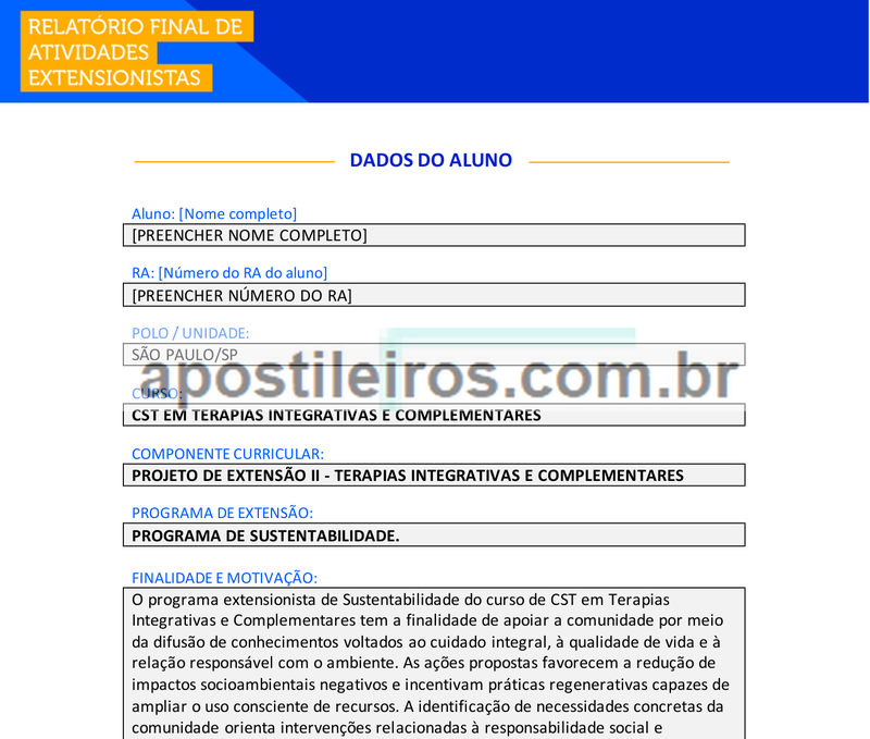 Projeto de Extensão II - Terapias Integrativas e Complementares