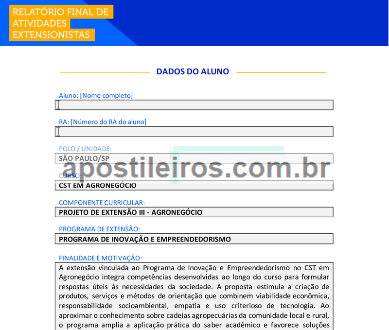 Projeto de Extensão III - Agronegócio