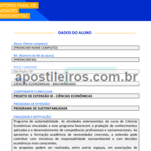 Projeto de Extensão III - Ciências Econômicas