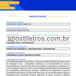 Projeto de Extensão III - Educação Física - Bacharelado