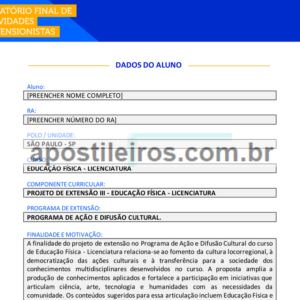 Projeto de Extensão III - Educação Física - Licenciatura