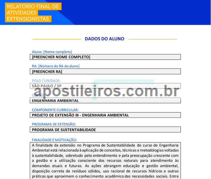 Projeto de Extensão III - Engenharia Ambiental