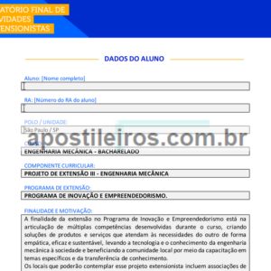 Projeto de Extensão III - Engenharia Mecânica