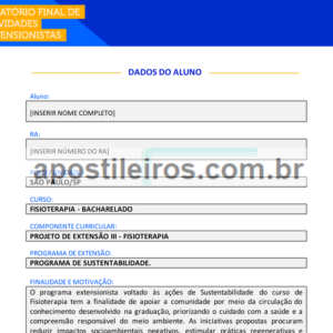 Projeto de Extensão III - Fisioterapia