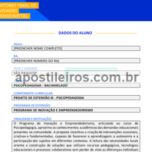 Projeto de Extensão III - Psicopedagogia