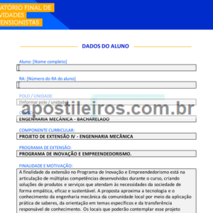 Projeto de Extensão IV - Engenharia Mecânica