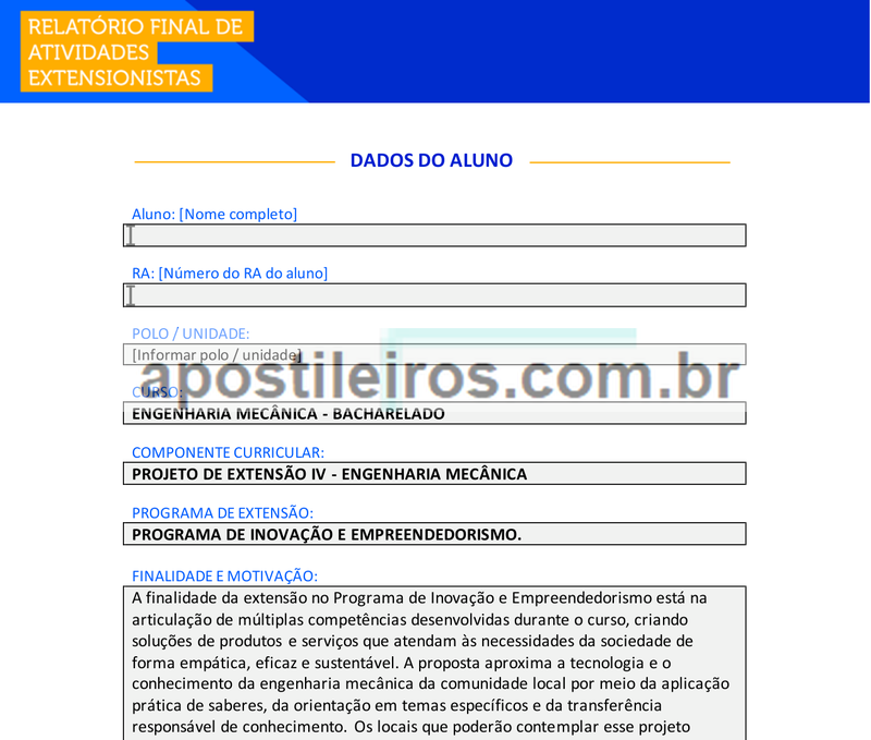 Projeto de Extensão IV - Engenharia Mecânica